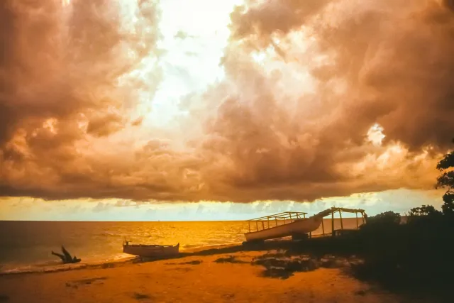 Sunset on Samalona across the Makassar Strait