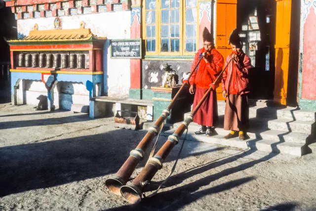 Monks in the Yiga Choeling Monastery in Darjeeling