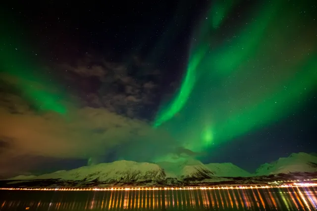 Aurora over the Lyngenfjord Alps