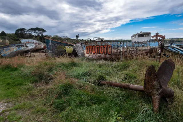 The ship graveyard of Rostellec near Crozon in Brittany